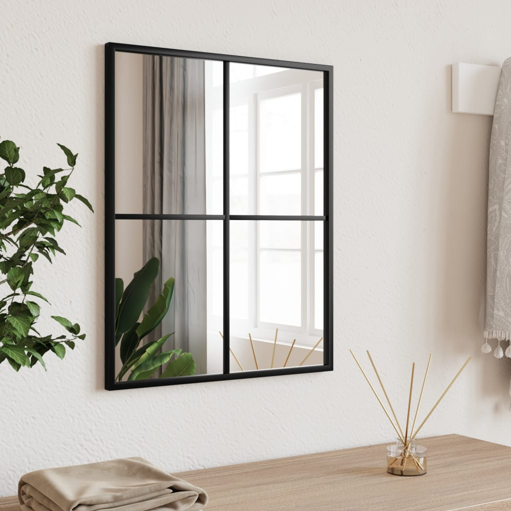 Rectangular Black Metal Wall Mirror 40x50 cm - Sudd