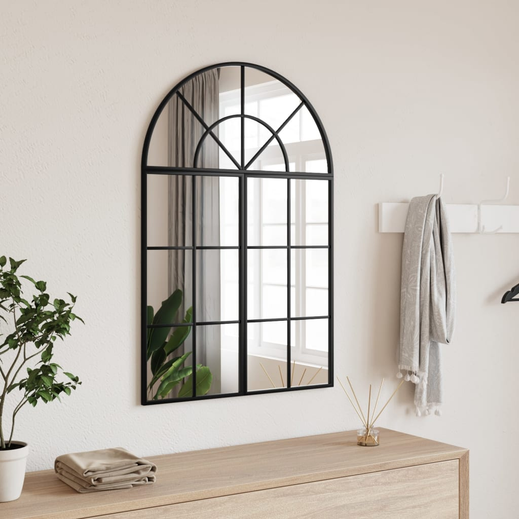 vidaXL Wall Mirror Black 60x30 cm Arch Iron - Sudd