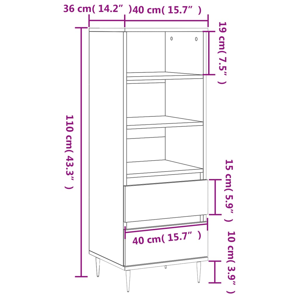 Sonoma Oak Highboard - Sudd