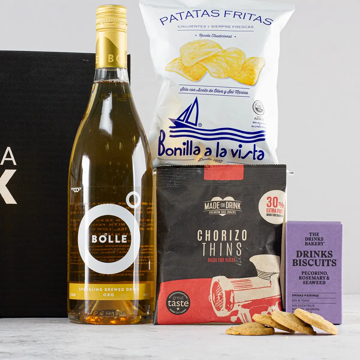 Non Alcoholic Sparkling White Wine & Snacks Hamper - Sudd