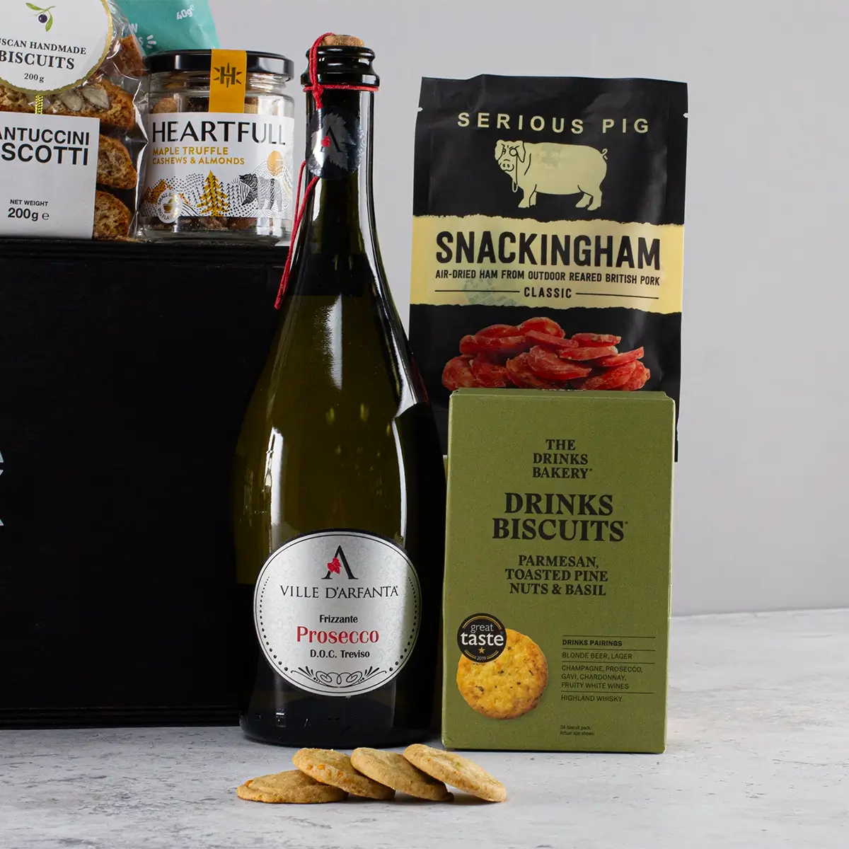 Prosecco and Gourmet Snacks Hamper in Luxury Pine Box | Perfect Gift for Any Occasion - Sudd