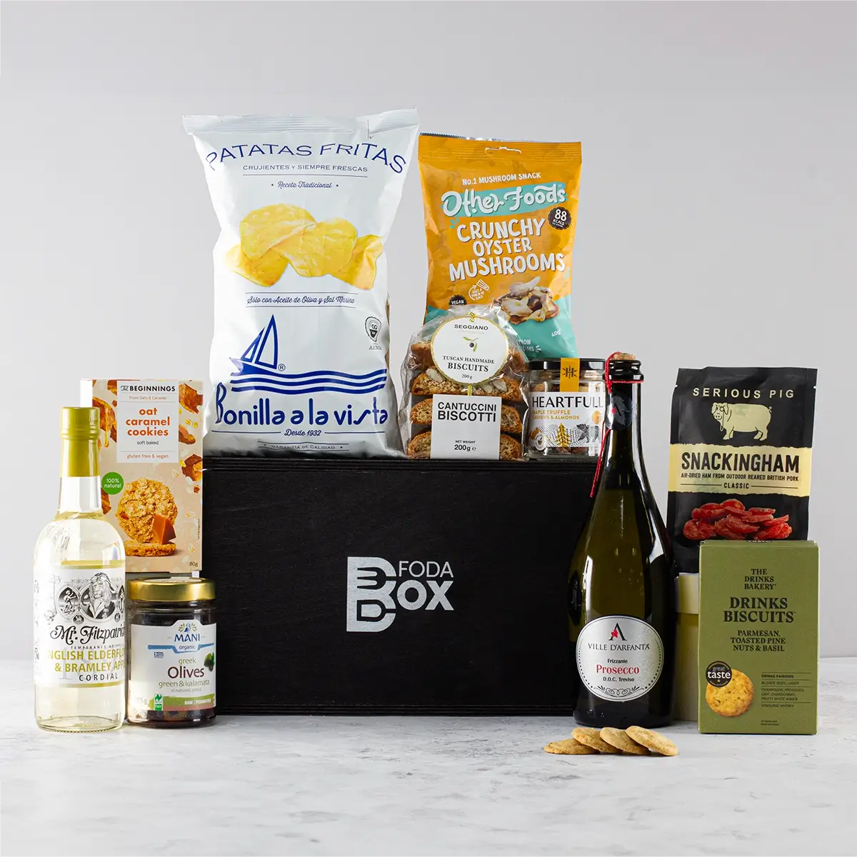 Prosecco and Gourmet Snacks Hamper in Luxury Pine Box | Perfect Gift for Any Occasion - Sudd