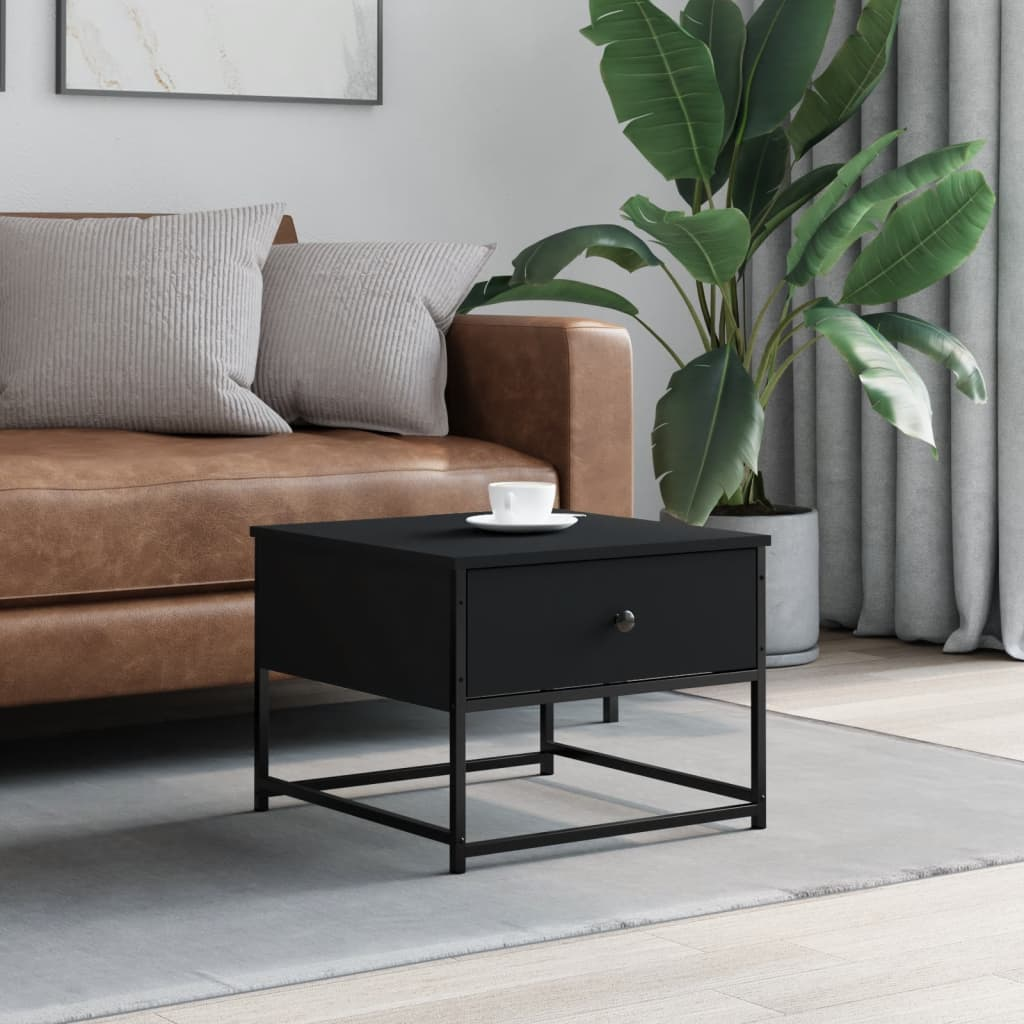 vidaXL Coffee Table Black 51x51x40 cm Engineered Wood - Sudd