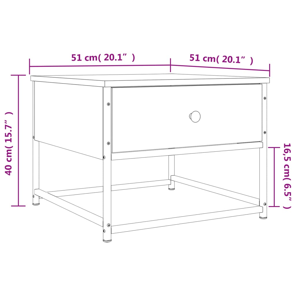 vidaXL Coffee Table Black 51x51x40 cm Engineered Wood - Sudd