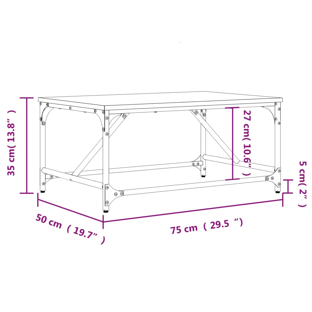 vidaXL Coffee Table Black 75x50x35 cm Engineered Wood - Sudd