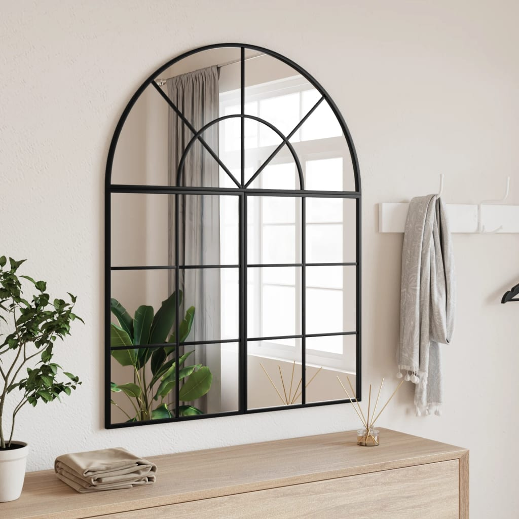 vidaXL Wall Mirror Black 80x100 cm Arch Iron - Sudd