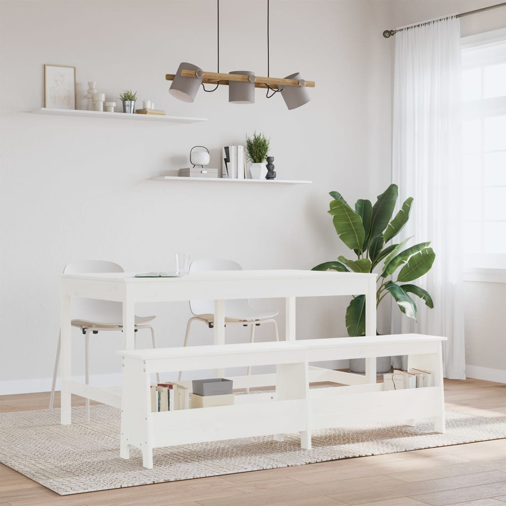 vidaXL Hall Bench White 160x28x45 cm Solid Wood Pine - Sudd