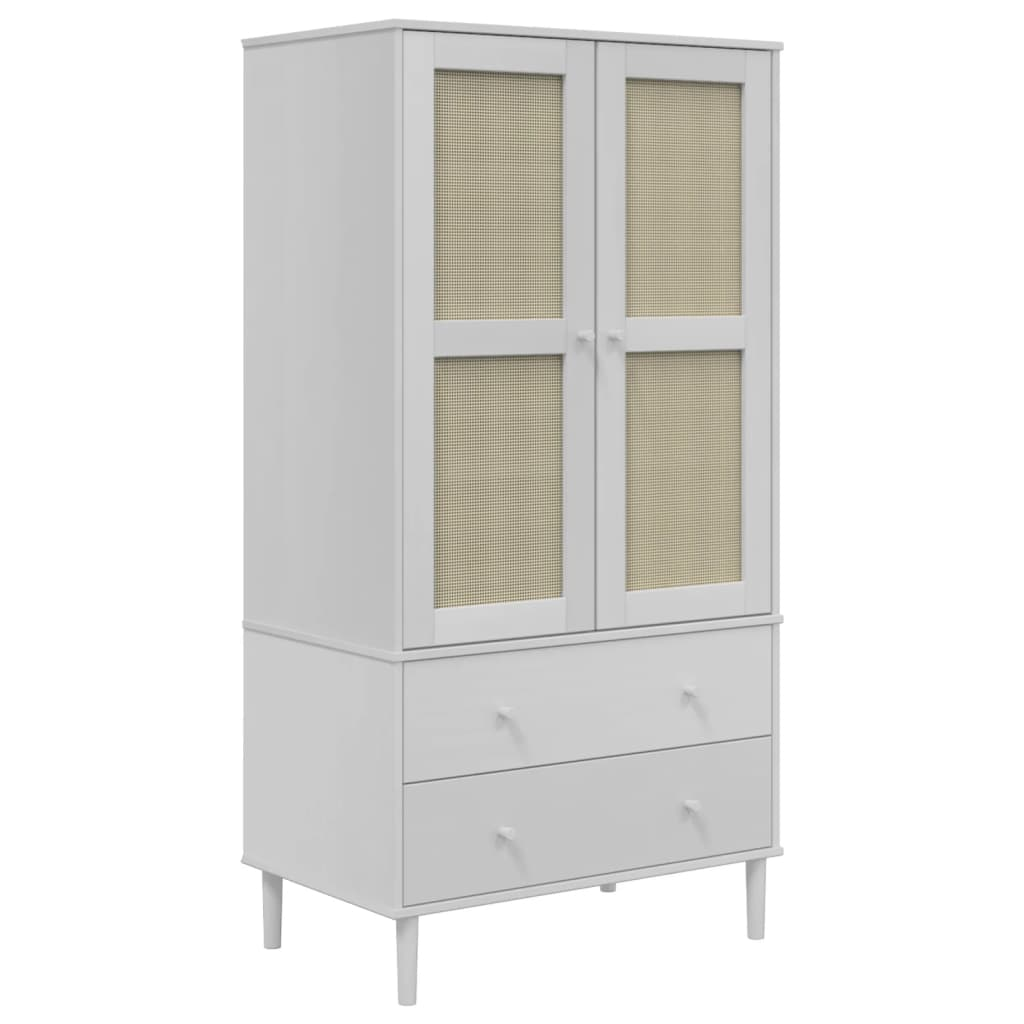 vidaXL Wardrobe SENJA Rattan Look White 90x55x175 cm Solid Wood Pine - Sudd