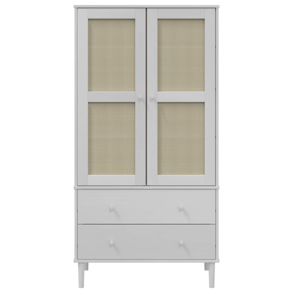 vidaXL Wardrobe SENJA Rattan Look White 90x55x175 cm Solid Wood Pine - Sudd