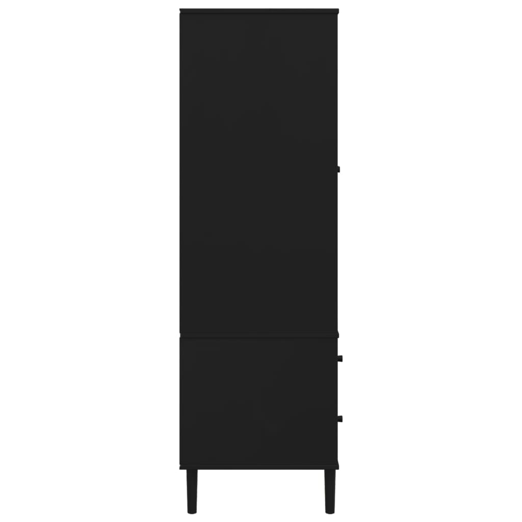 vidaXL Wardrobe SENJA Rattan Look Black 90x55x175 cm Solid Wood Pine - Sudd