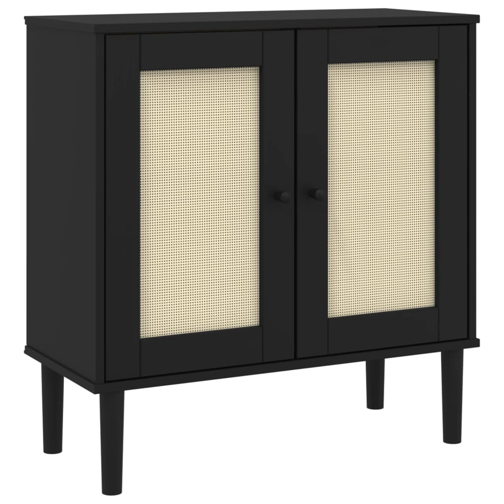 Black Rattan Look Sideboard - Sudd