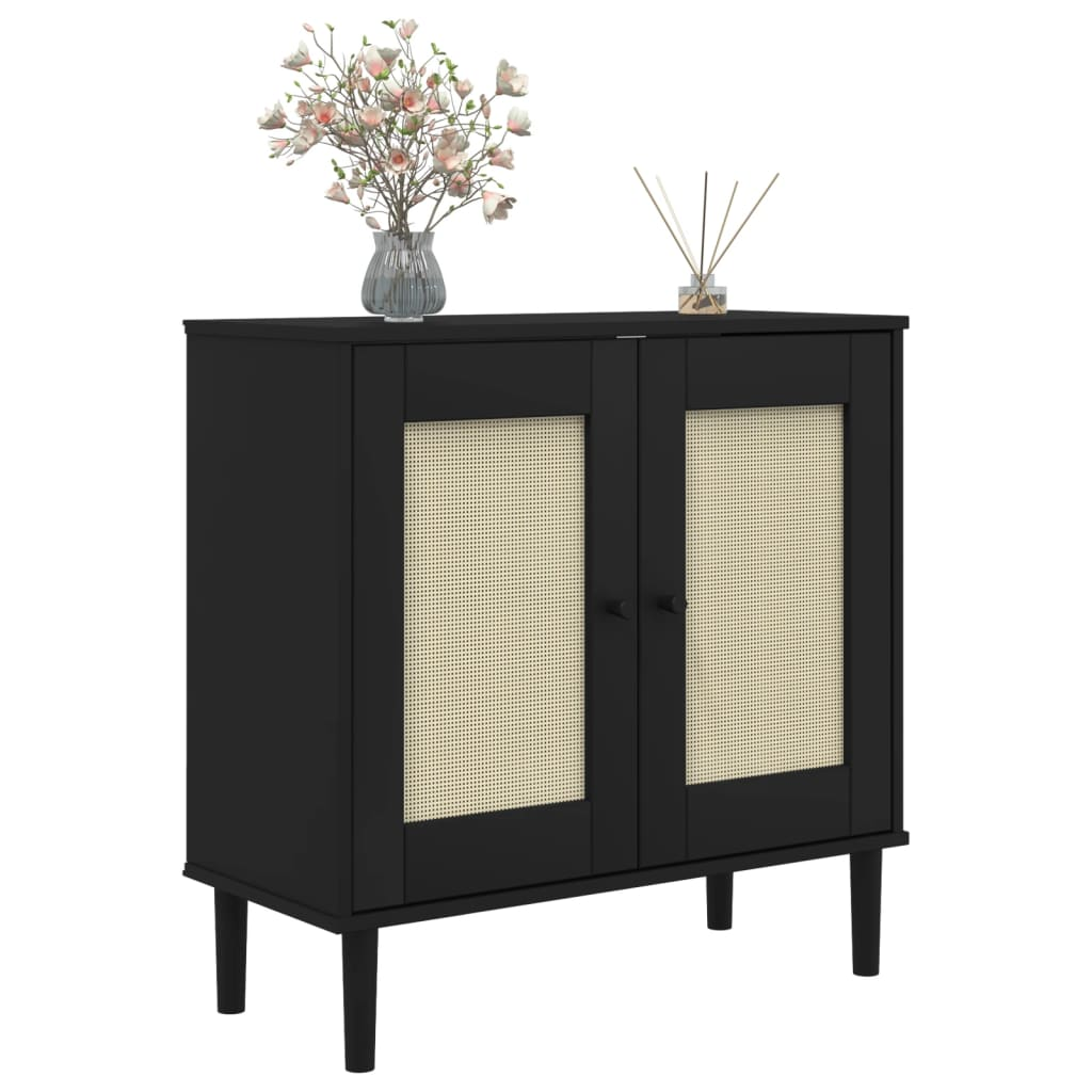 Black Rattan Look Sideboard - Sudd