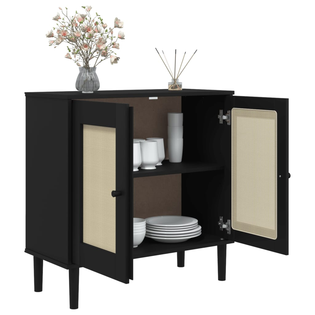 Black Rattan Look Sideboard - Sudd