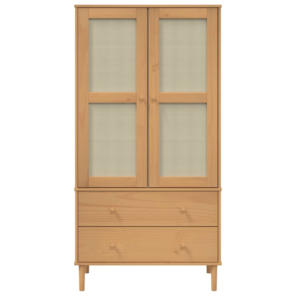 vidaXL Wardrobe SENJA Rattan Look Brown 90x55x175 cm Solid Wood Pine - Sudd