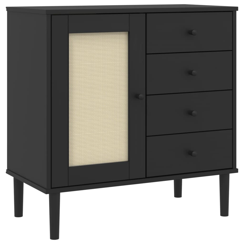 Black Rattan Look Sideboard - Sudd