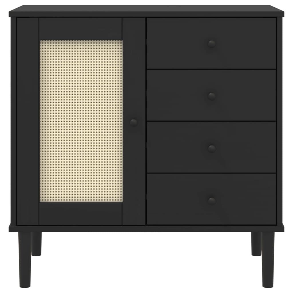 Black Rattan Look Sideboard - Sudd