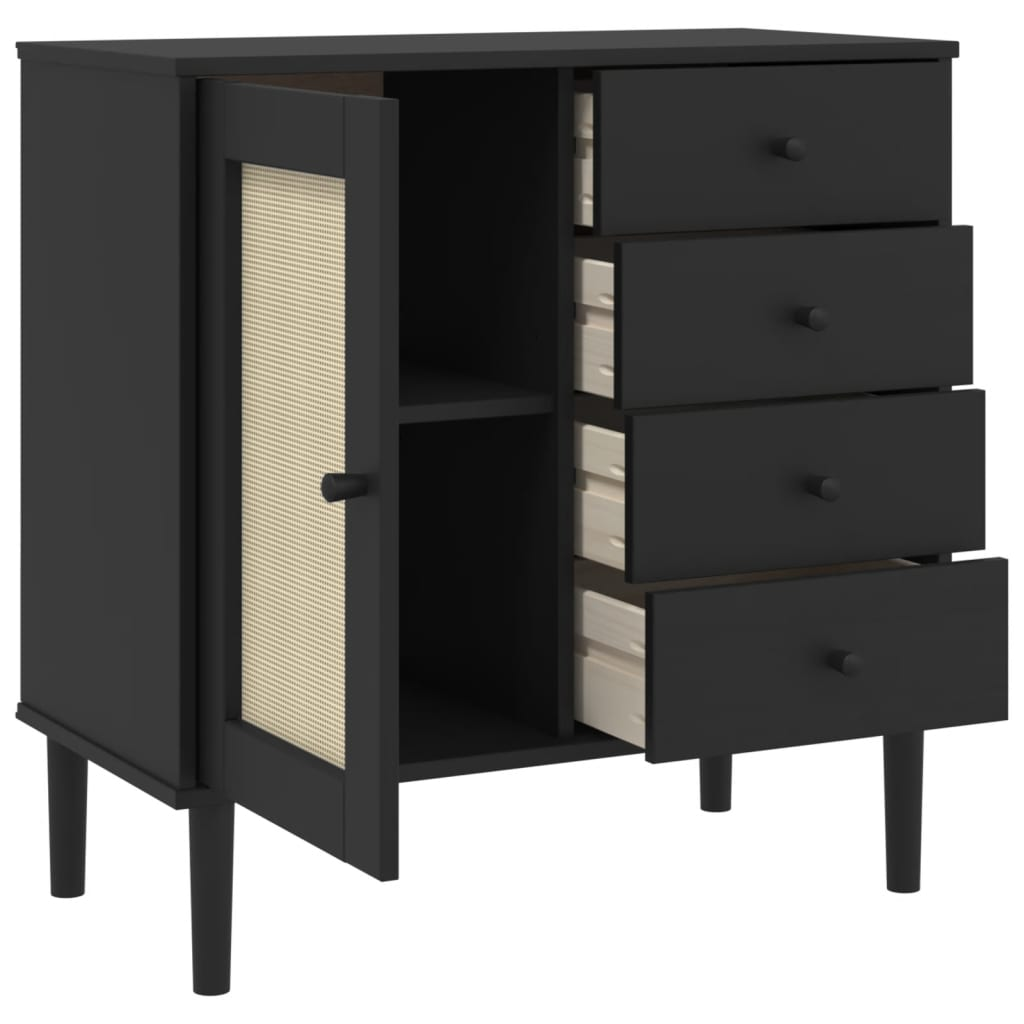 Black Rattan Look Sideboard - Sudd