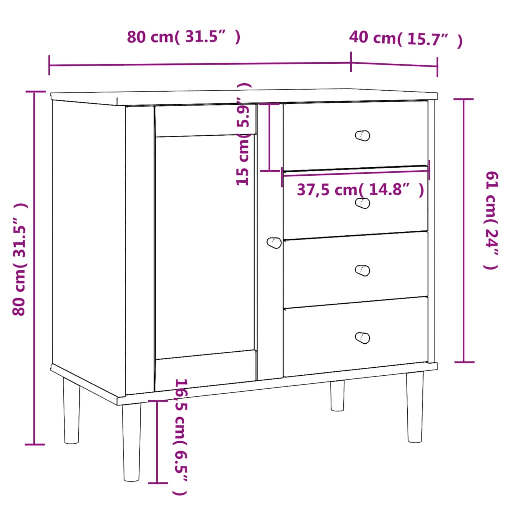 Black Rattan Look Sideboard - Sudd