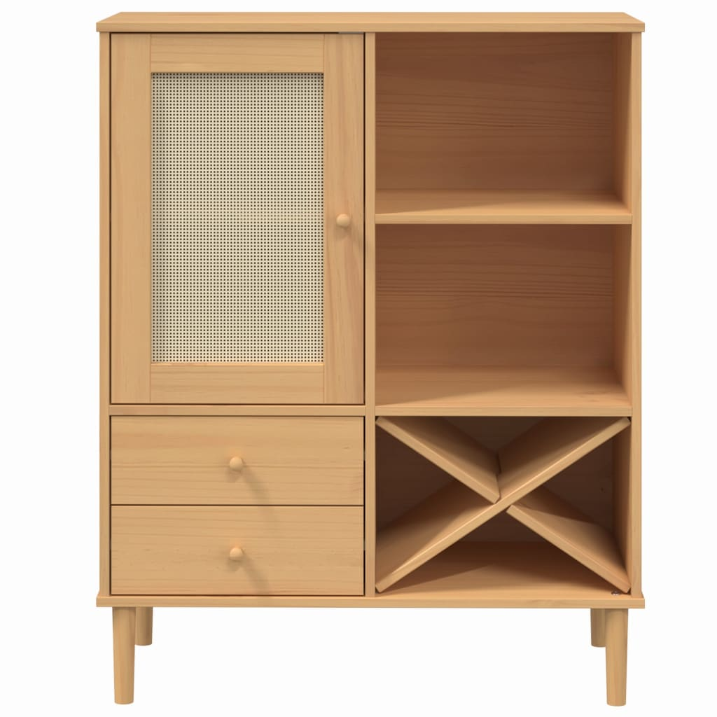 Brown Rattan Look Highboard - Sudd