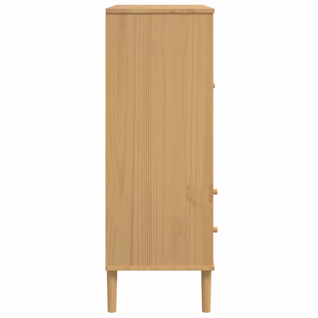 Brown Rattan Look Highboard - Sudd