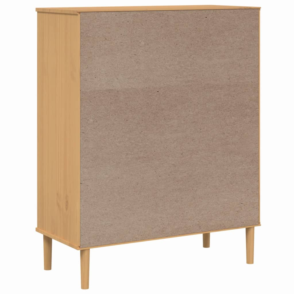 Brown Rattan Look Highboard - Sudd