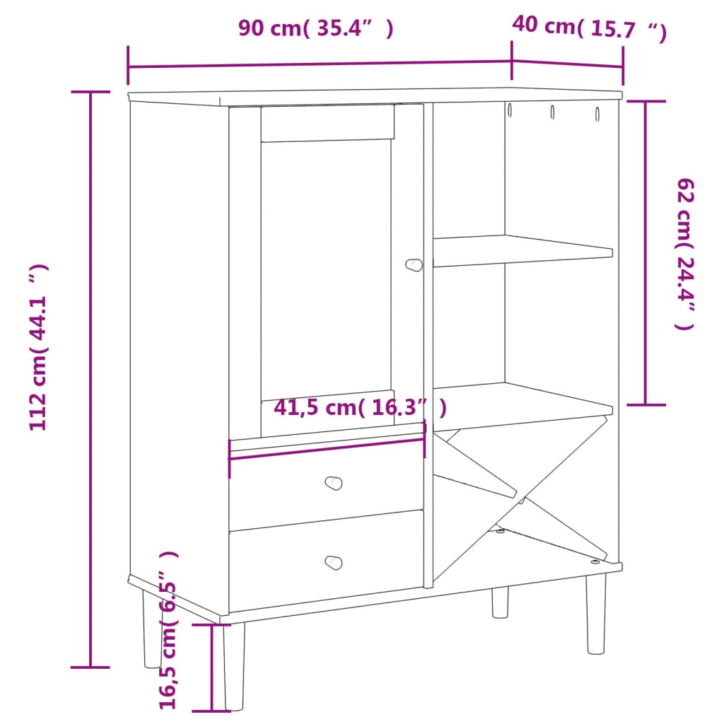 Brown Rattan Look Highboard - Sudd