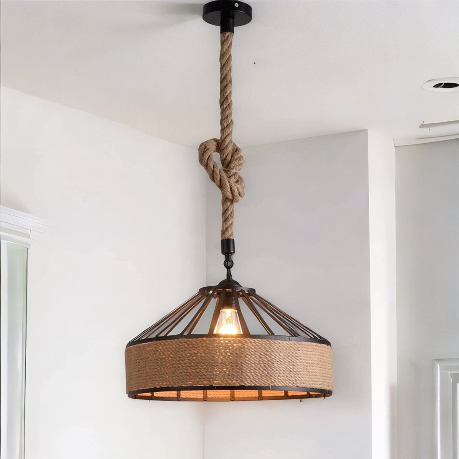 Hanging Lamp Hemp Rope Light Ceiling Pendant Light~1536 - Create a Warm and Romantic Atmosphere - Sudd