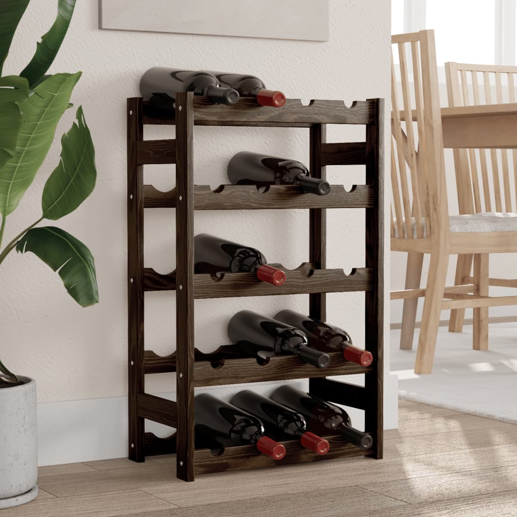 Black Solid Wood Wine Rack - Sudd