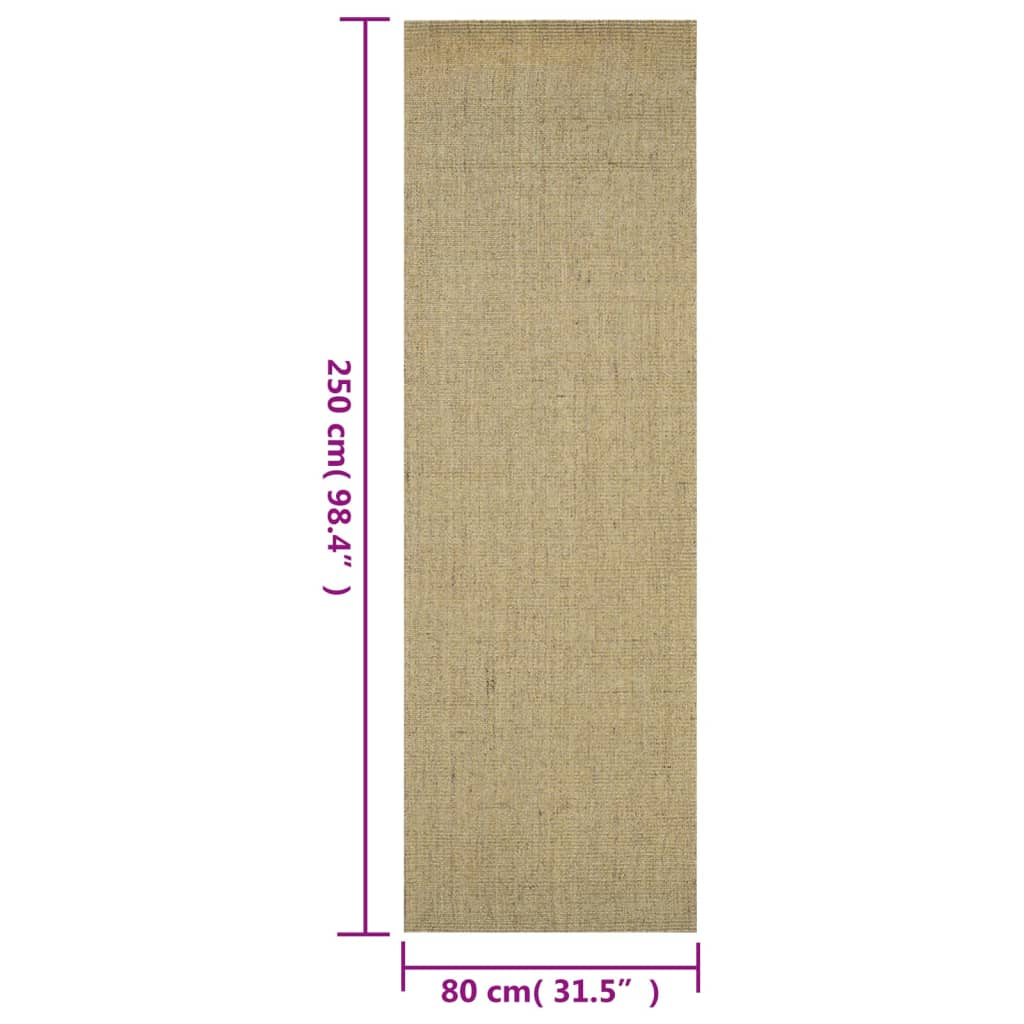 vidaXL Rug Natural Sisal 80x250 cm Green - Sudd