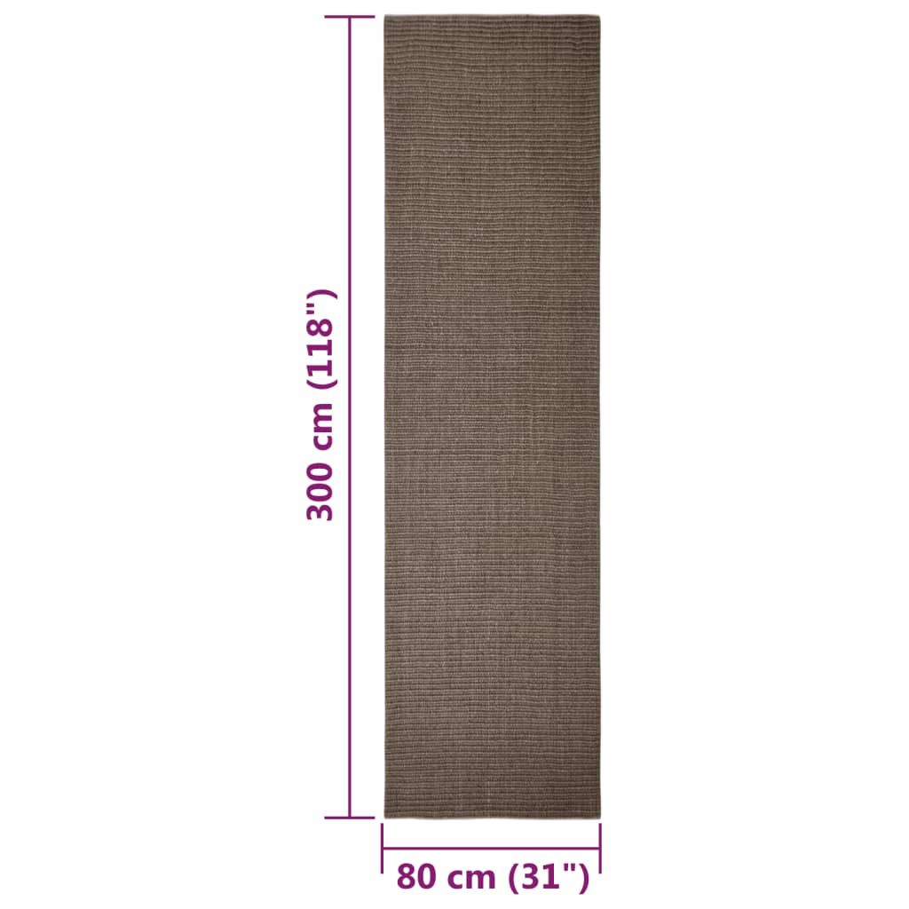 vidaXL Rug Natural Sisal 80x300 cm Brown - Sudd