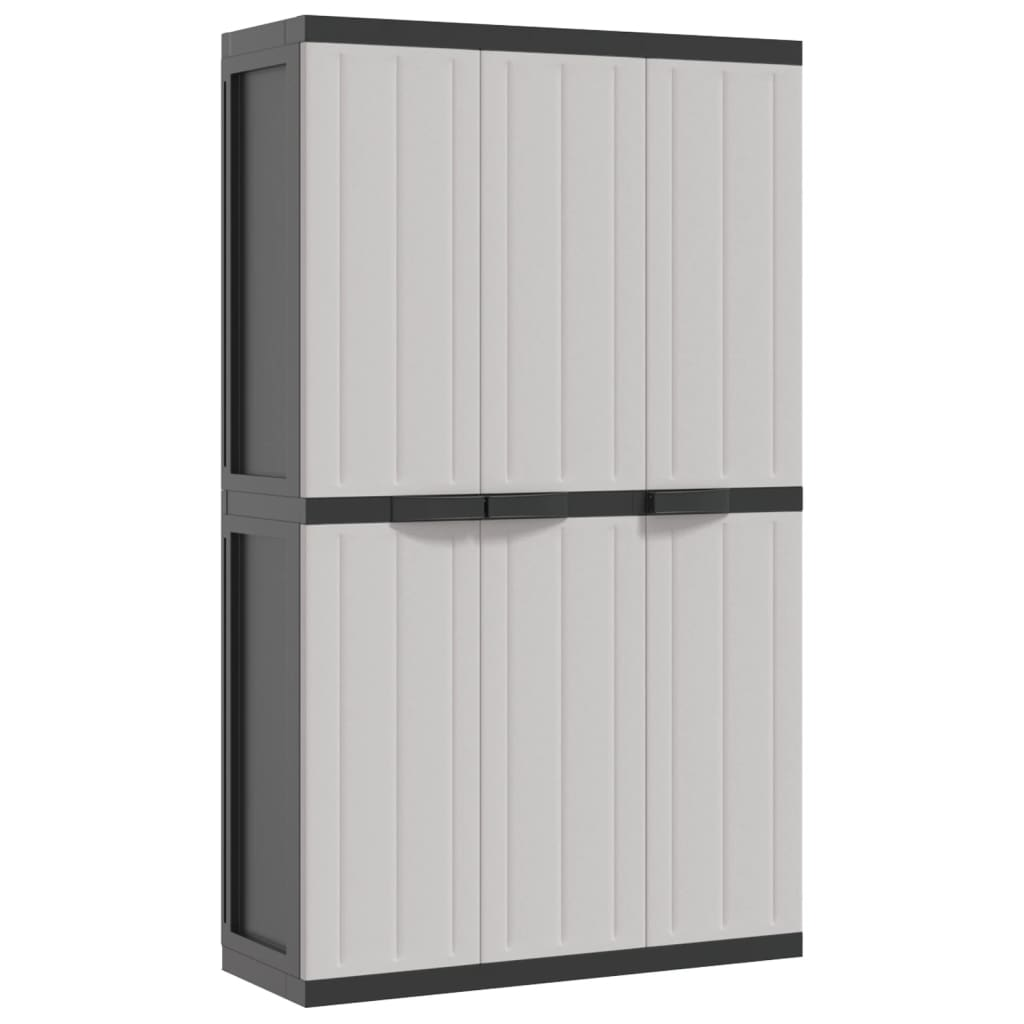 vidaXL Outdoor Storage Cabinet Grey and Black 97x37x165 cm PP - Sudd