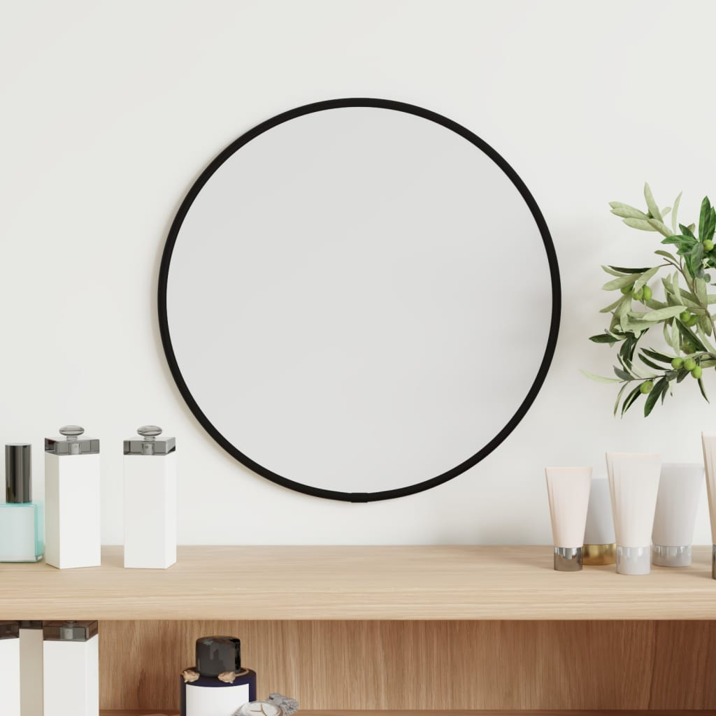 vidaXL Wall Mirror Black Ø 30 cm Round - Stylish and Functional Home Decor - Sudd