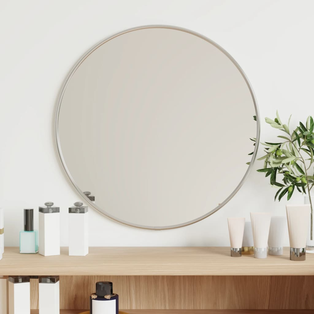 vidaXL Wall Mirror Silver Ø 40 cm Round - Stylish and Practical Home Decor - Sudd