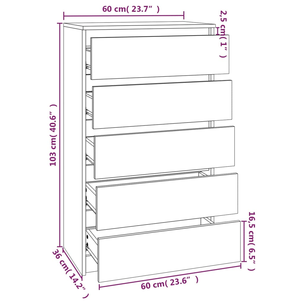 Brown Oak Drawer Cabinet - Sudd