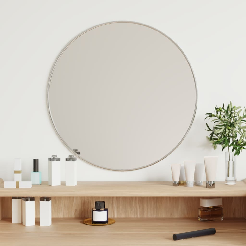 vidaXL Wall Mirror Silver Ø 50 cm Round - Sudd