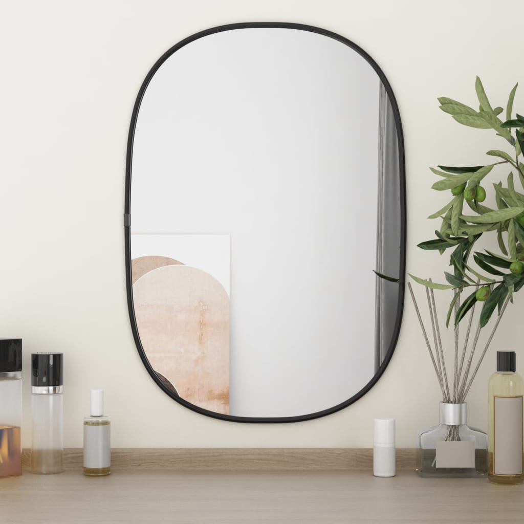 Black Oblong Wall Mirror 50x35 cm - Sudd