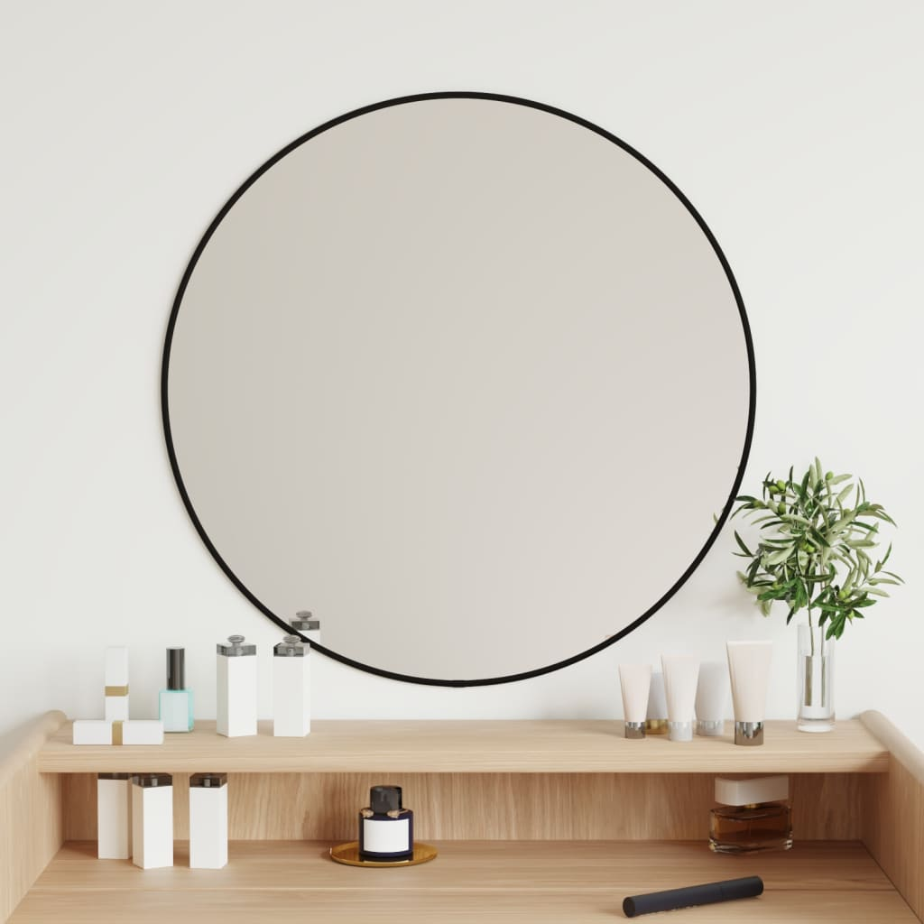 vidaXL Wall Mirror Black Ø 60 cm Round - Sudd