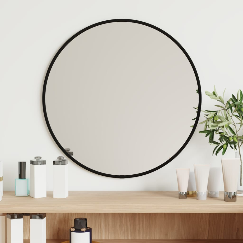 vidaXL Wall Mirror Black Ø 40 cm Round - Sudd