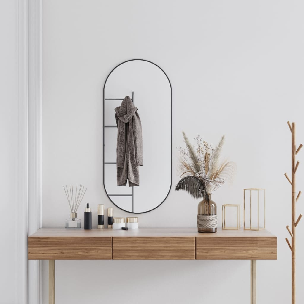 Black Oblong Wall Mirror 100x45cm - Sudd