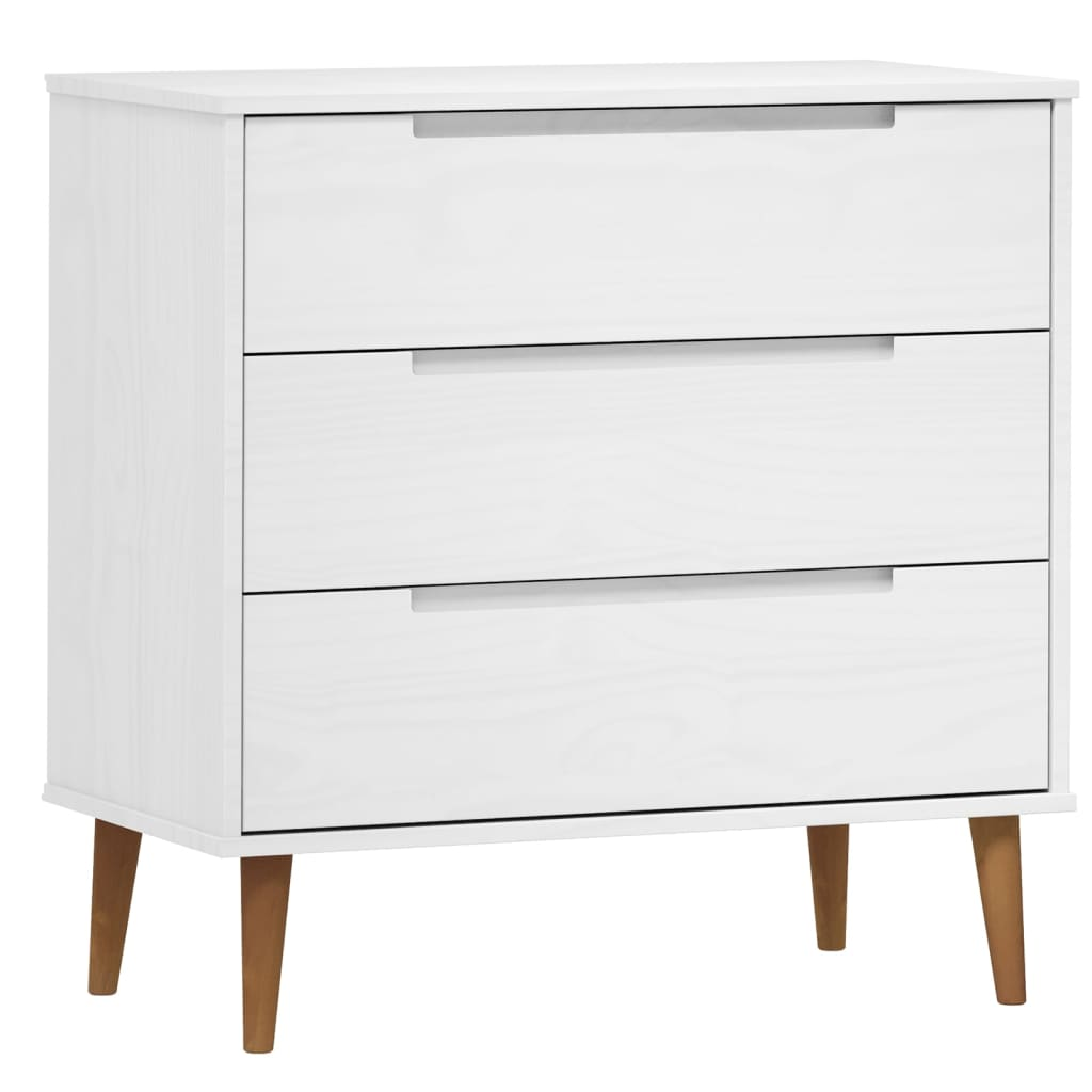 vidaXL Drawer Cabinet MOLDE White 80x40x80 cm Solid Wood Pine - Sudd