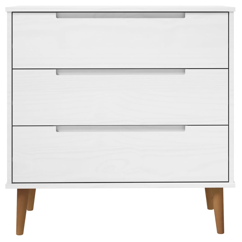 vidaXL Drawer Cabinet MOLDE White 80x40x80 cm Solid Wood Pine - Sudd