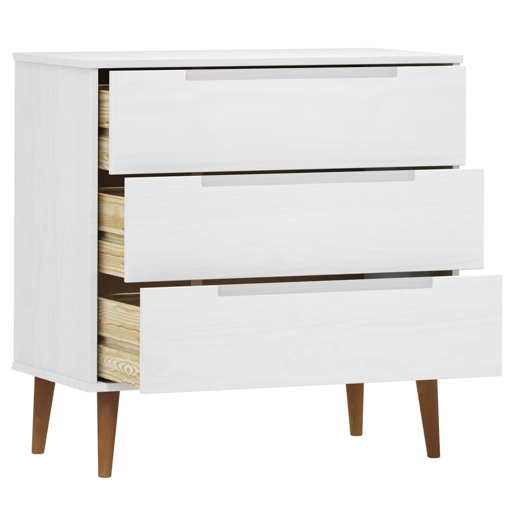 vidaXL Drawer Cabinet MOLDE White 80x40x80 cm Solid Wood Pine - Sudd