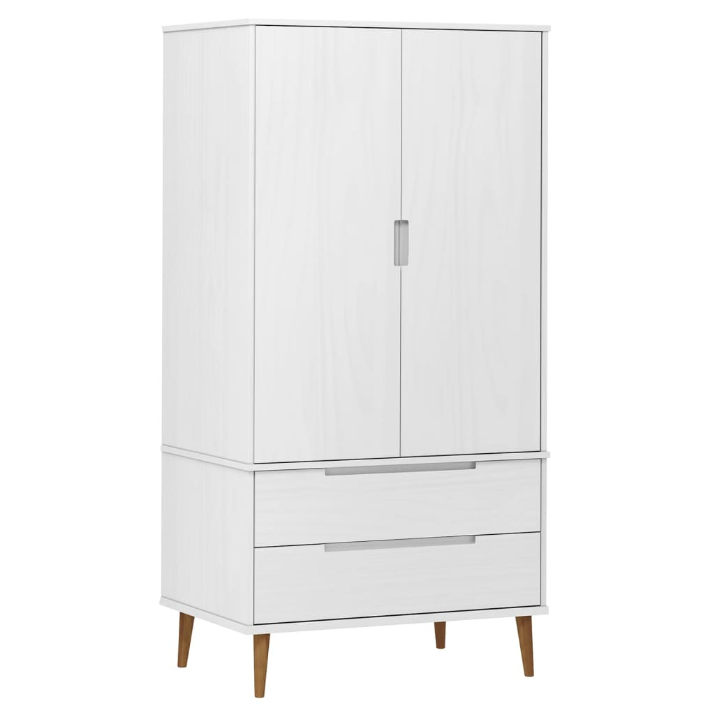 vidaXL Wardrobe MOLDE White 90x55x175 cm Solid Wood Pine - Sudd