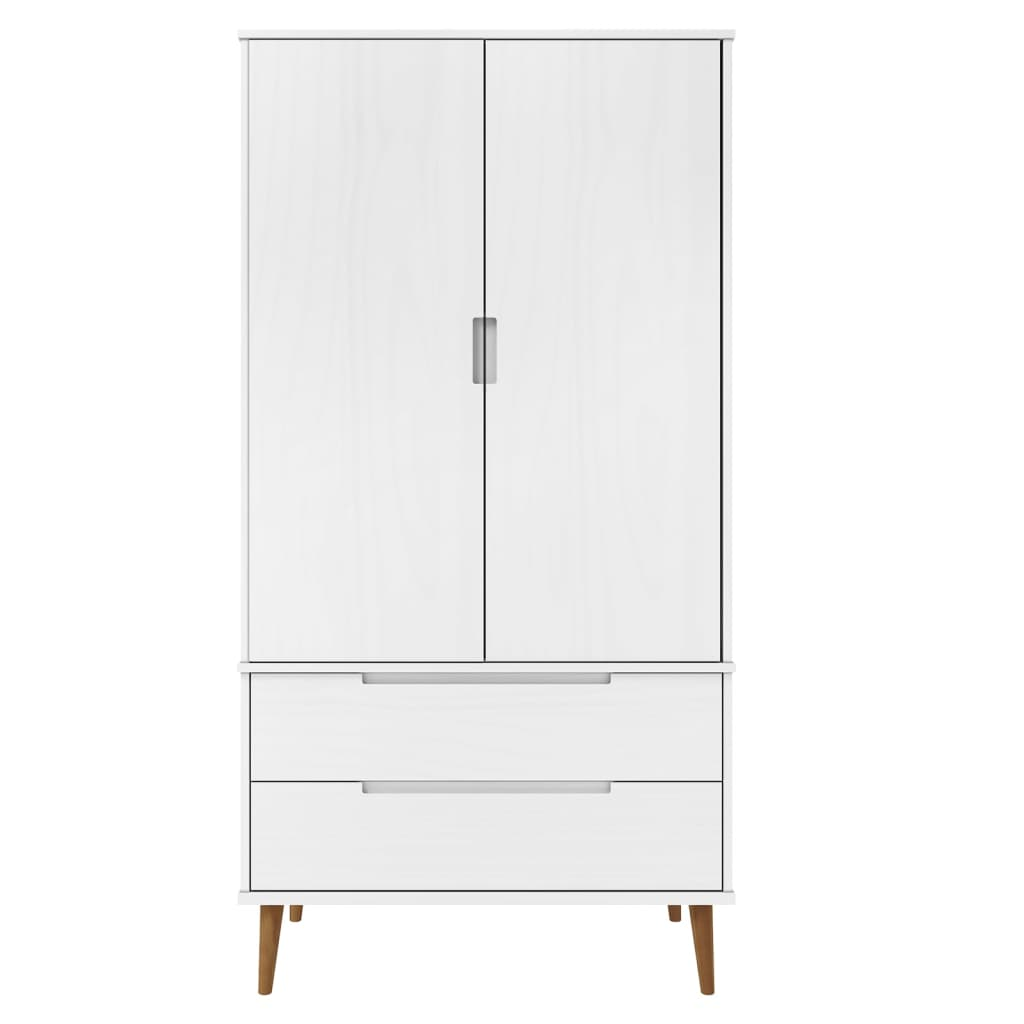 vidaXL Wardrobe MOLDE White 90x55x175 cm Solid Wood Pine - Sudd