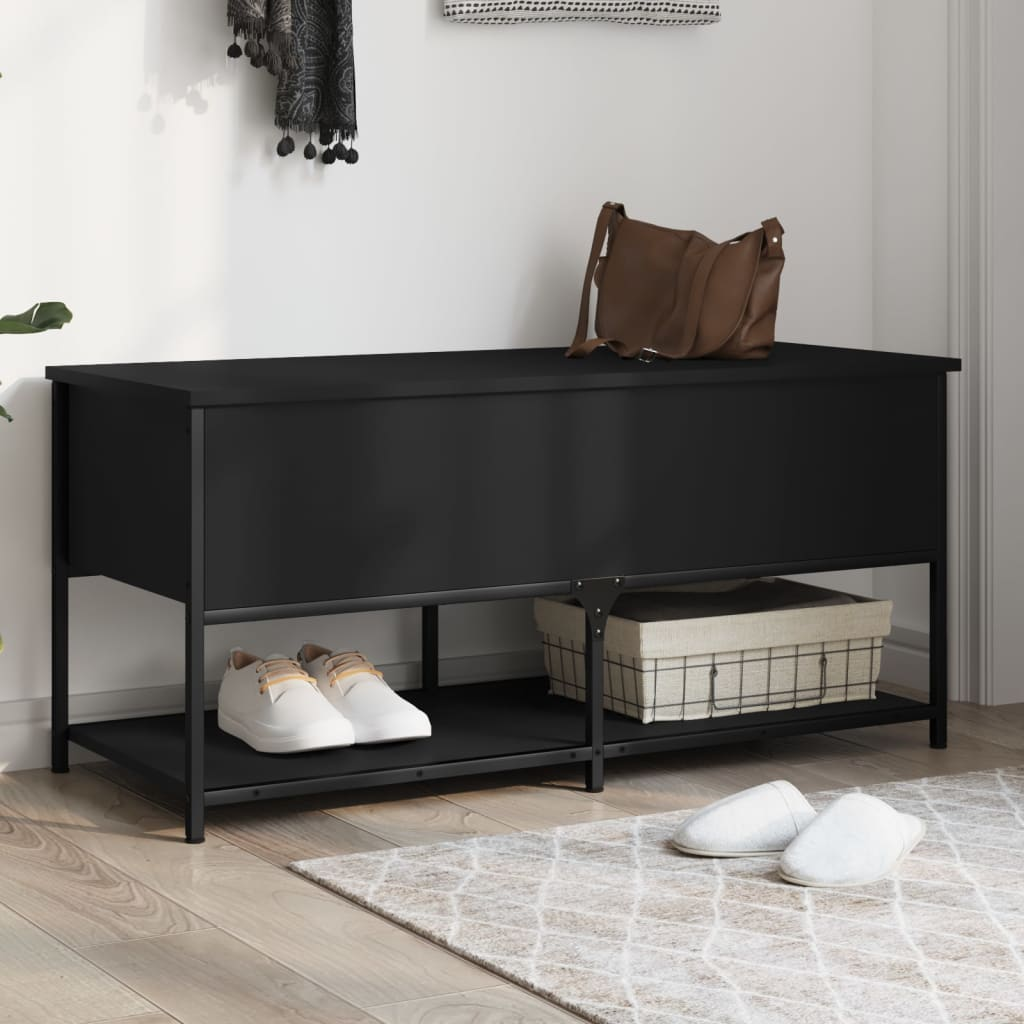 vidaXL Storage Bench Black 100x42.5x47 cm Engineered Wood - Sudd