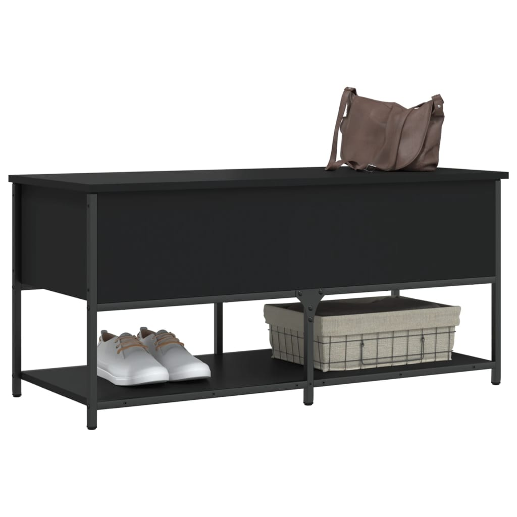 vidaXL Storage Bench Black 100x42.5x47 cm Engineered Wood - Sudd