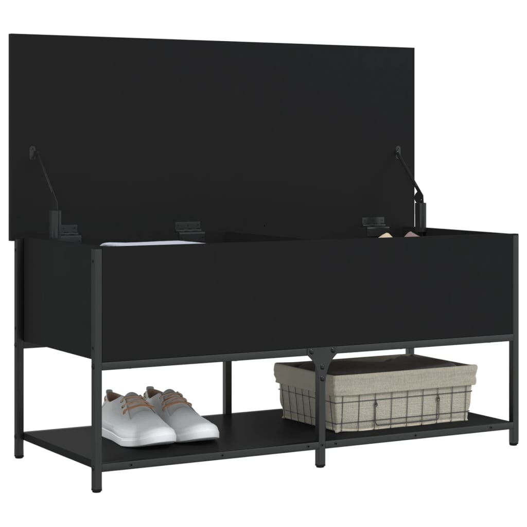 vidaXL Storage Bench Black 100x42.5x47 cm Engineered Wood - Sudd