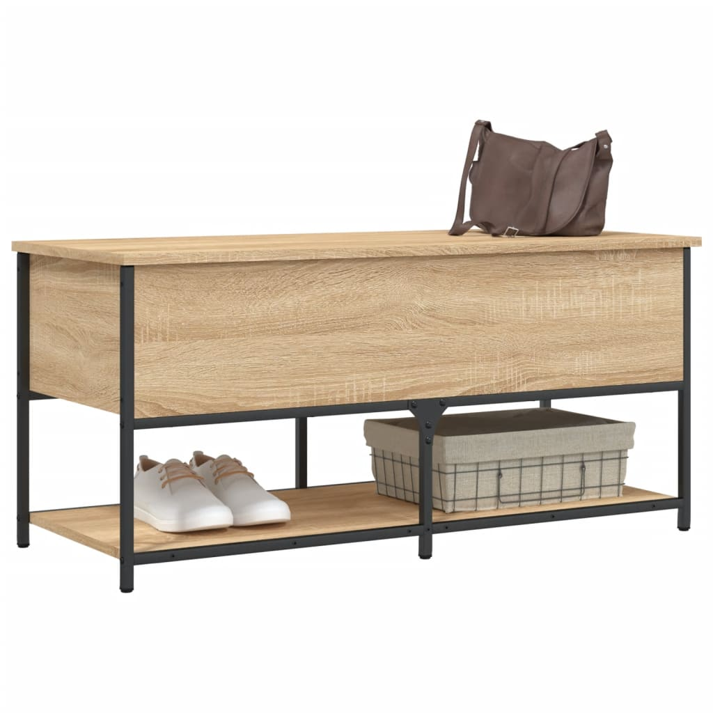 vidaXL Storage Bench Sonoma Oak 100x42.5x47 cm Engineered Wood - Sudd