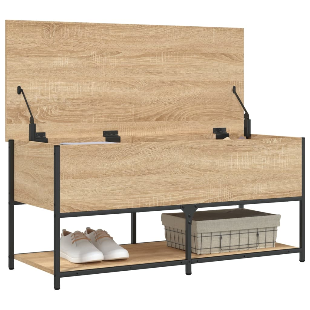 vidaXL Storage Bench Sonoma Oak 100x42.5x47 cm Engineered Wood - Sudd