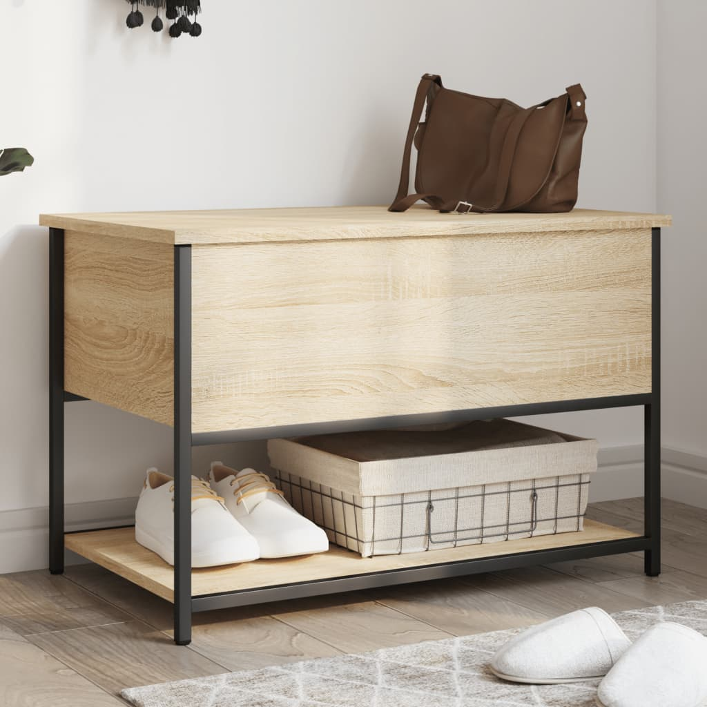 vidaXL Storage Bench Sonoma Oak 70x42.5x47 cm Engineered Wood - Sudd